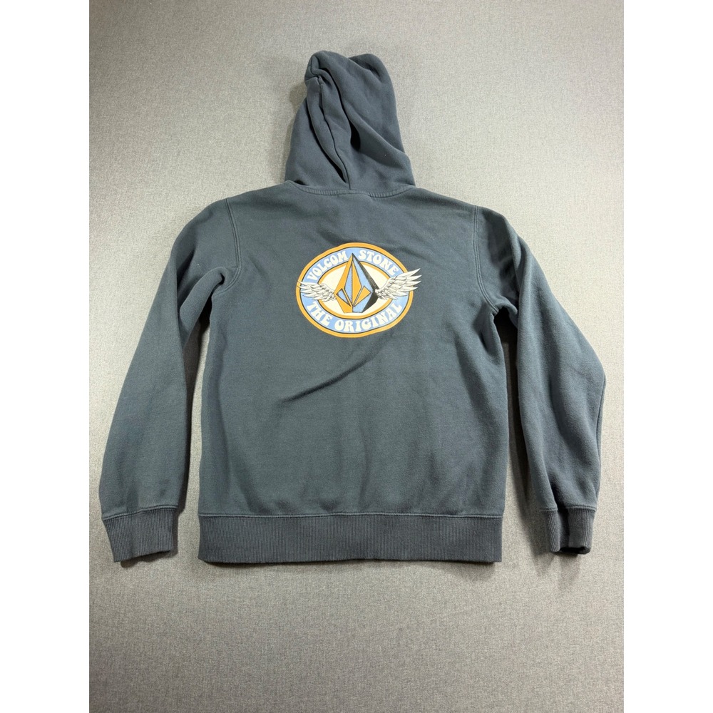Volcom Stone The Original Boys Full Zip Hoodie Blue Gray Graphic Size L 12-14